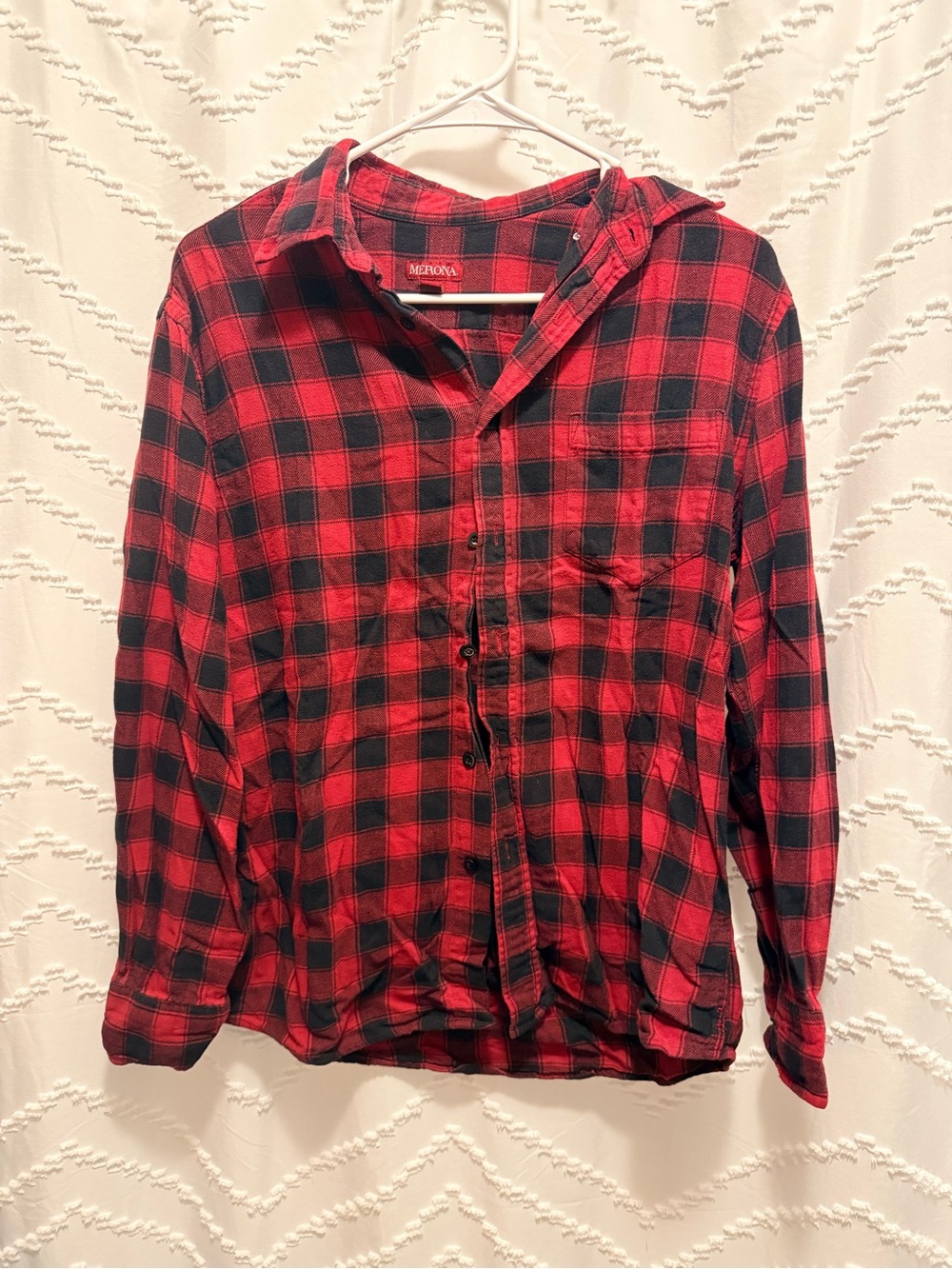 Merona Red and Black Plaid Button-Front Shirt